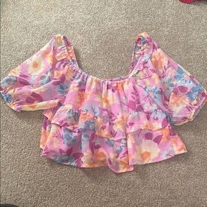Floral Pink Ruffle Top